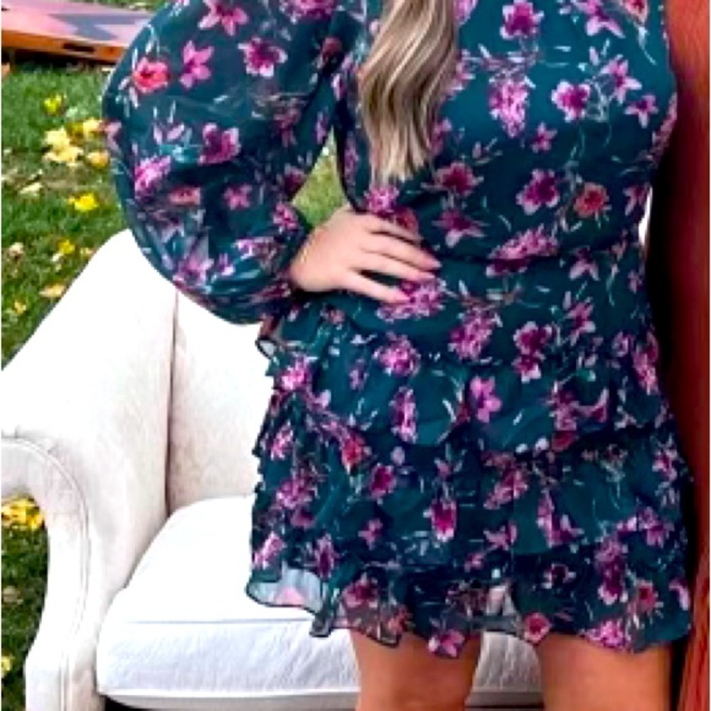 Floral long sleeve ruffle dress